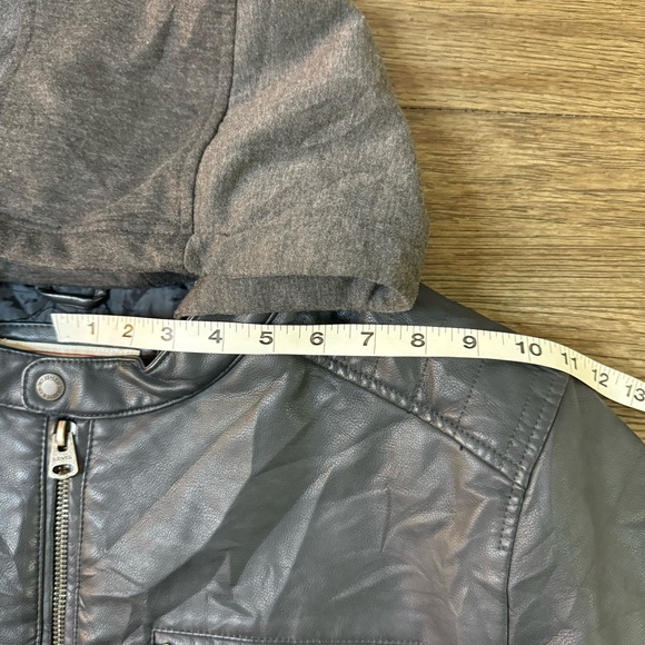 Levis Dark Blue Men’s Faux Leather Hooded Bomber Jacket XXL - Picture 13 of 15